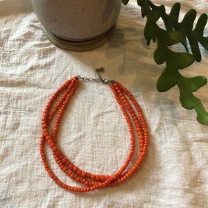 Orange Stoned Three Rope Necklace for Women